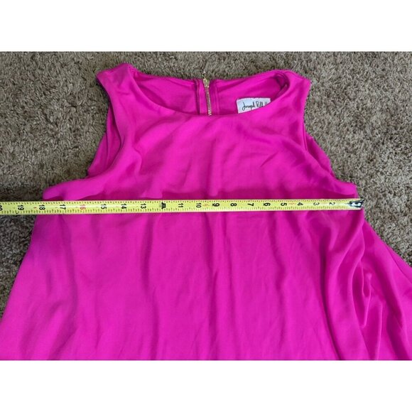 JOSEPH RIBKOFF Hot Pink Dress Cape Overlay Asymmetrical Career Business Lux 8 - Picture 6 of 7